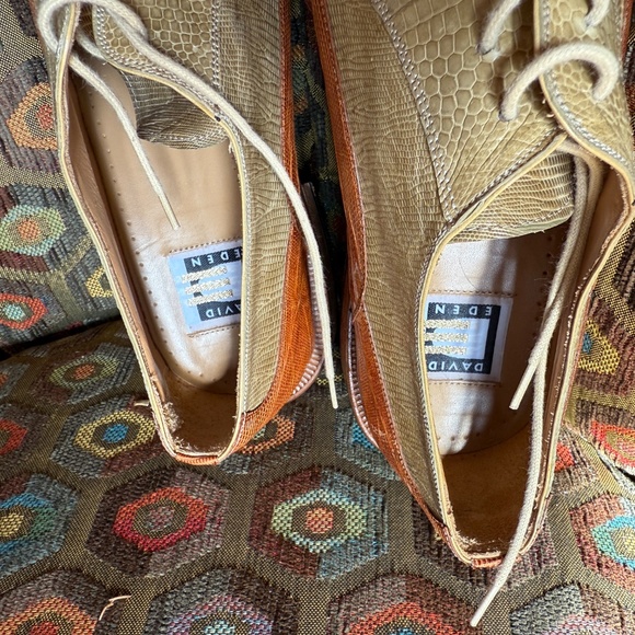 David Eden Teju lizard "TWIST" spectators men's 9 caramel/bone + box, bag, trees - Picture 11 of 14